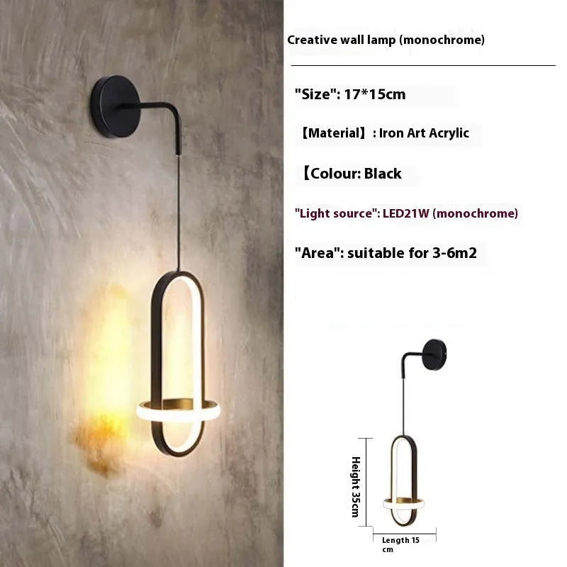 Nordic wall lamp with iron shade in gold finish for bedroom bedside accent lighting
