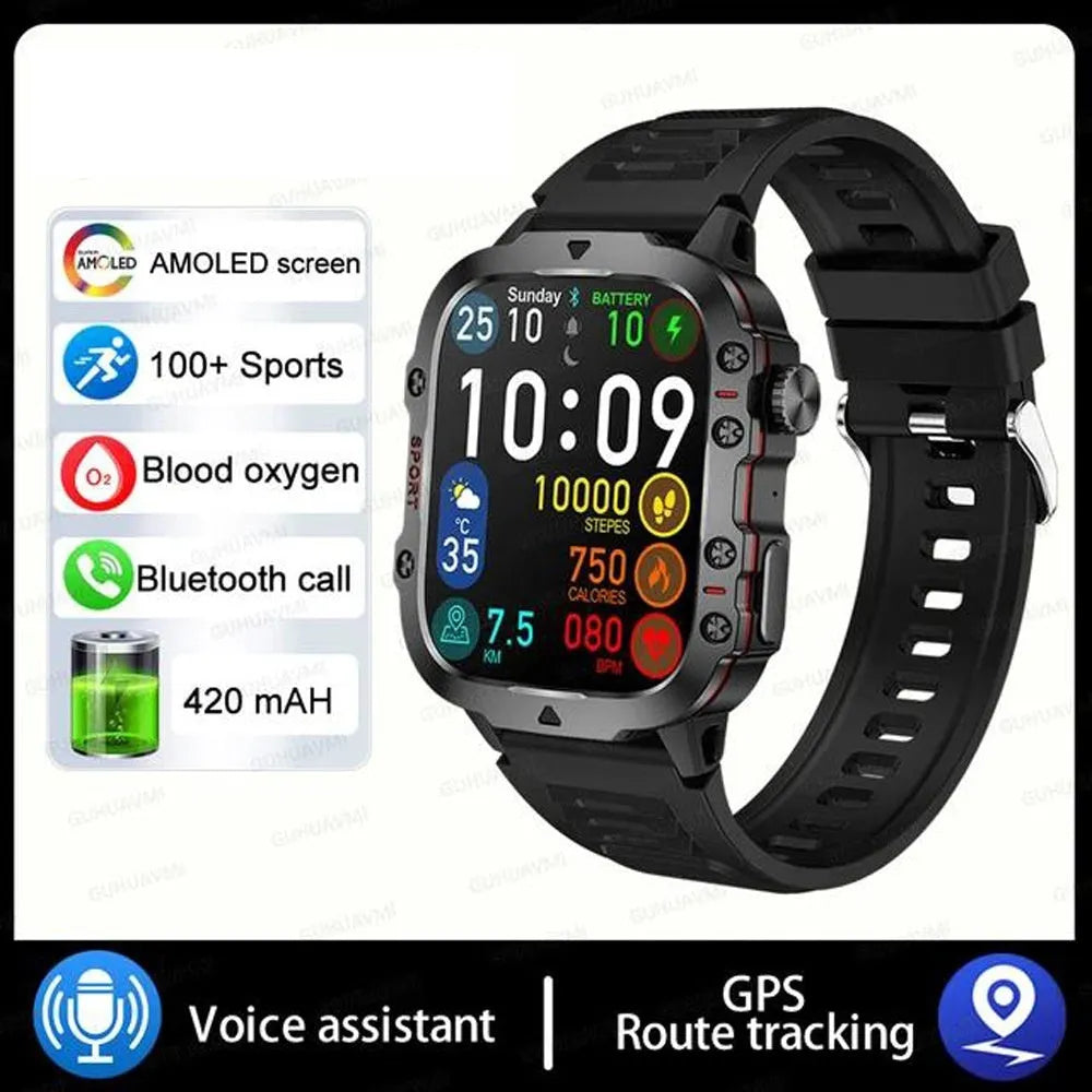 QX11 Smart Bluetooth Watch in black with TFT touch screen showing heart rate data.