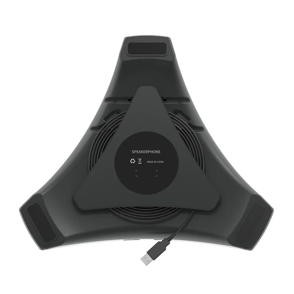 Wired USB plug-and-play microphone in black with compact desktop footprint, 5W power, 203.5x178.6x40mm dimensions