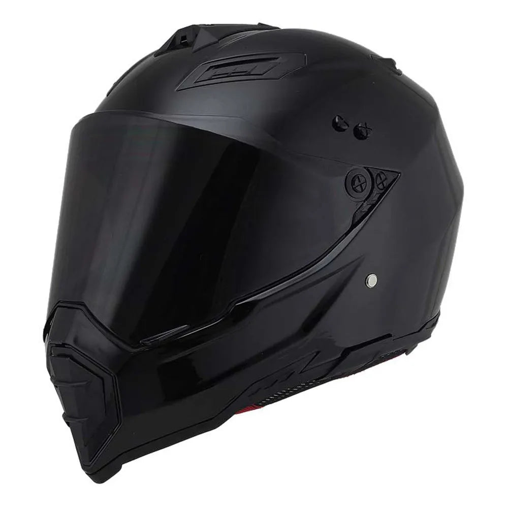 Full-cover motorcycle off-road helmet with ABS shell in black colour