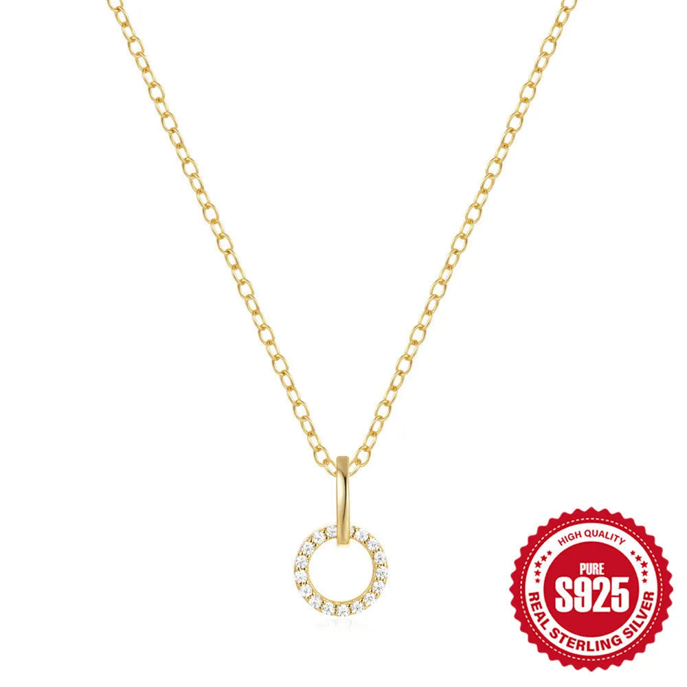 Gold colour S925 sterling silver women's clavicle chain with geometric design and adjustable length