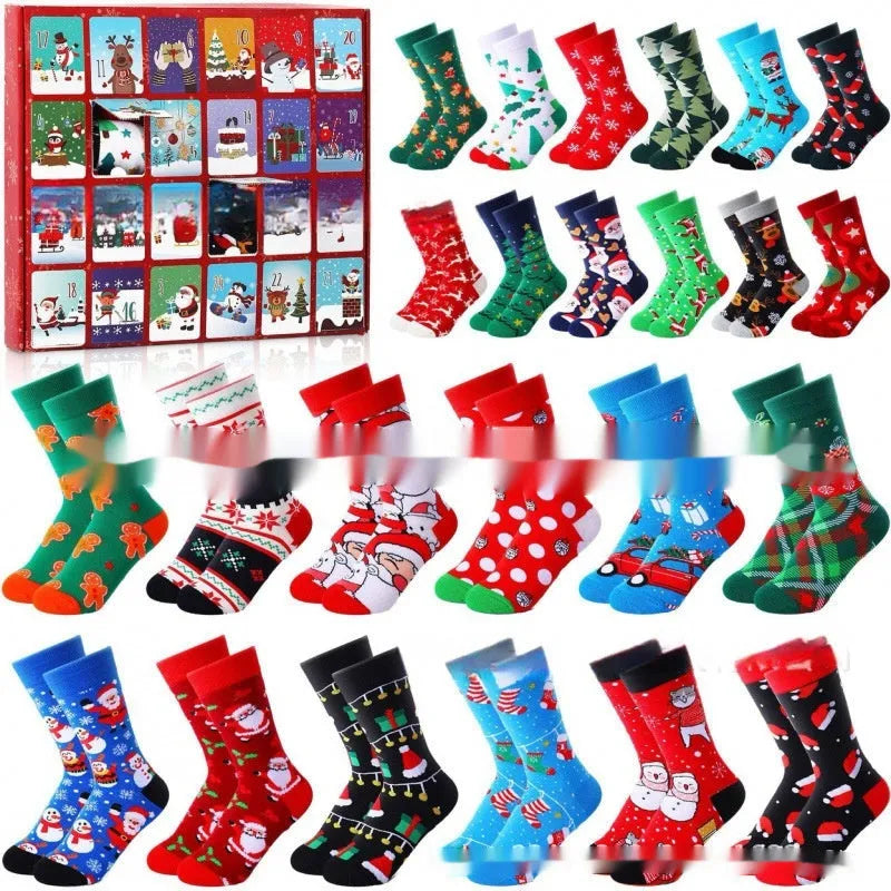 Christmas Socks Blind Box containing one mini resin or plastic stocking ornament from styles A-G.