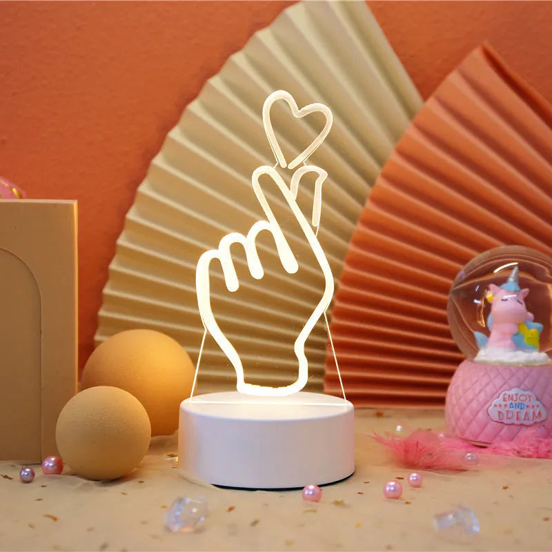 USB acrylic night light 4W touch control three colour temperatures bedside decoration 20x17.5cm