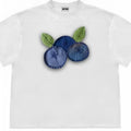 Women's loose fit blueberry print t-shirt in ice oxygen cotton fabric, short sleeves and round neck.