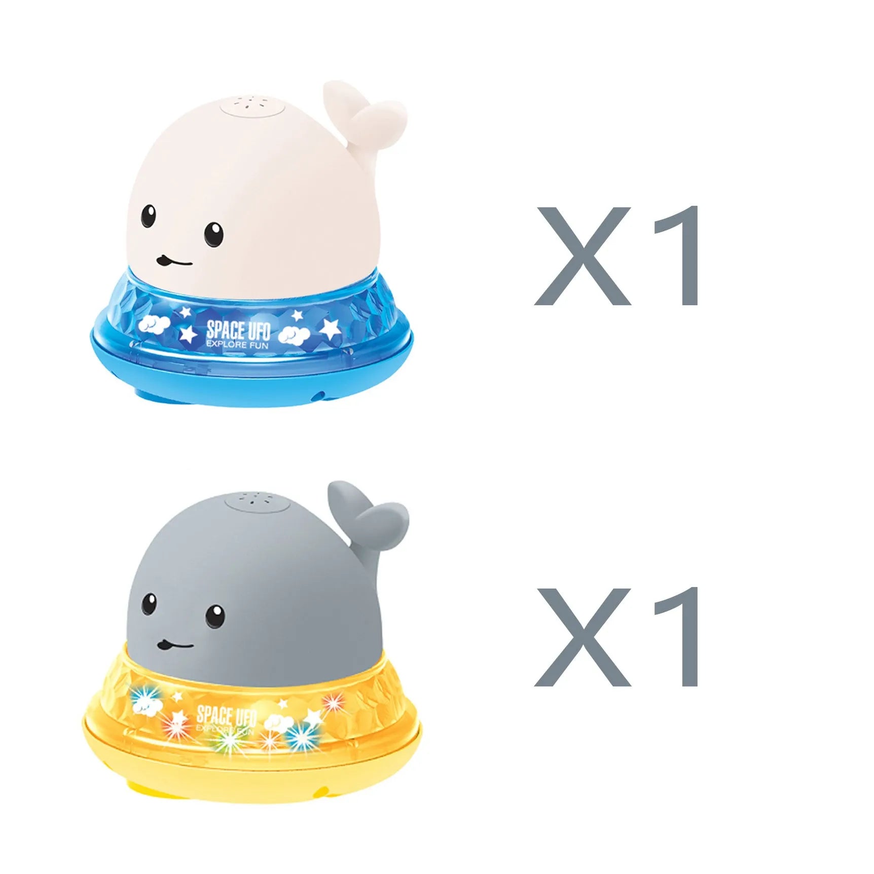 Automatic water-sensing whale bath toy with spray, lights, and music functions for baby bath time