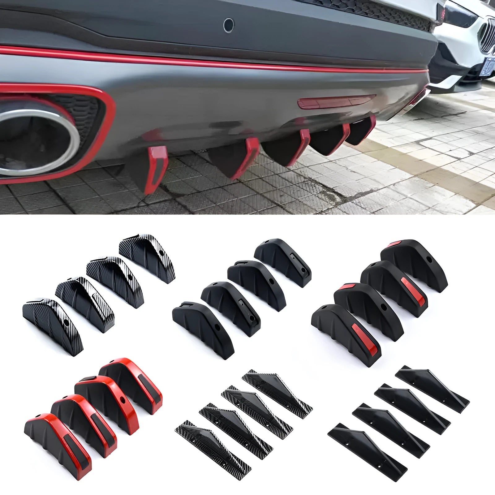 Black ABS triangle rear spoiler with carbon fibre pattern for general motors vehicles