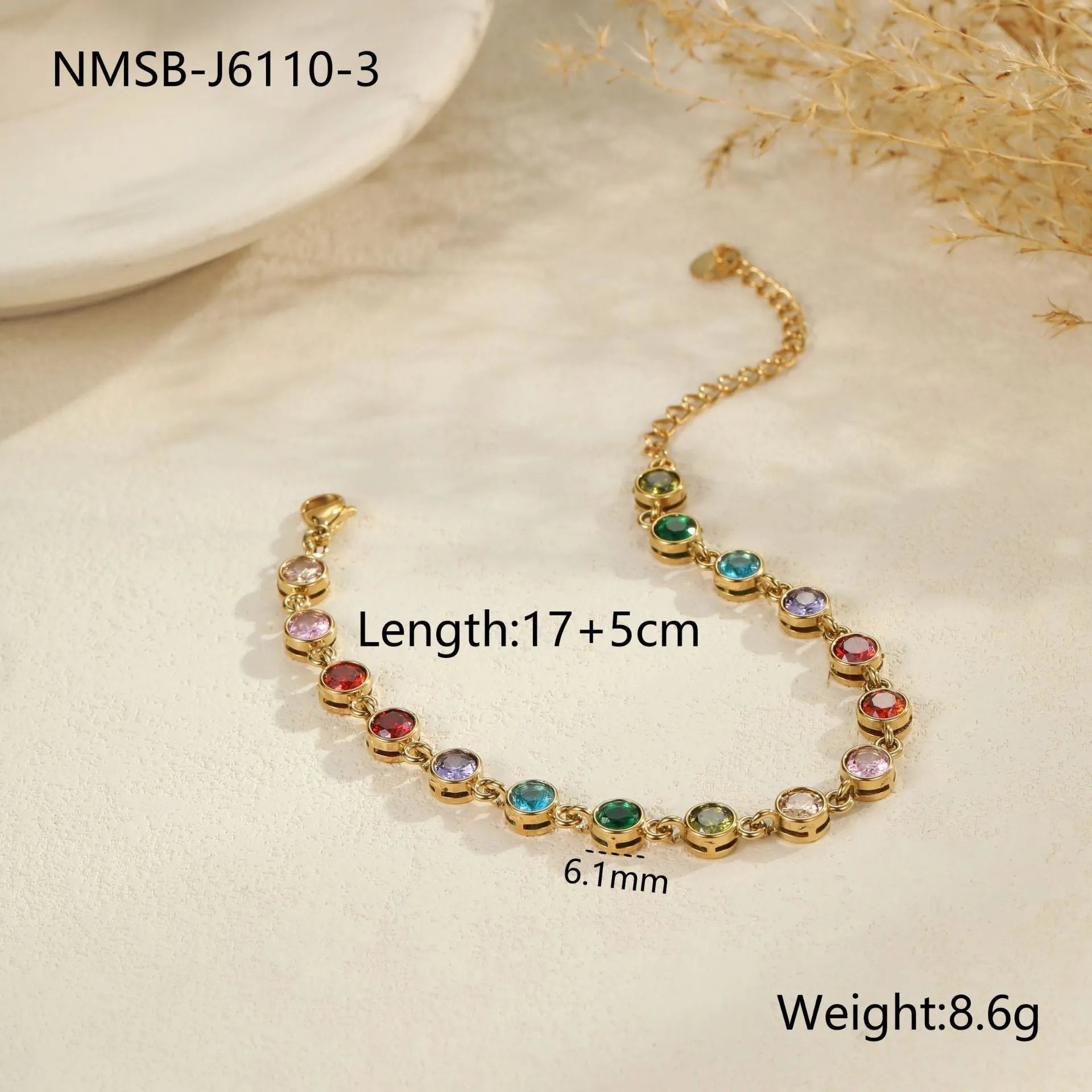 Women's geometric stainless steel bracelet with electroplated gold or silver finish in heart, circular, or square styles.