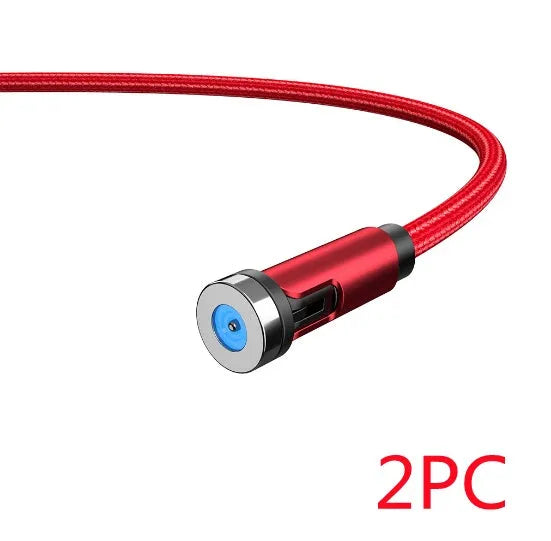 Essager rotating magnetic USB charging cable with blue LED light showing 540° rotation capability