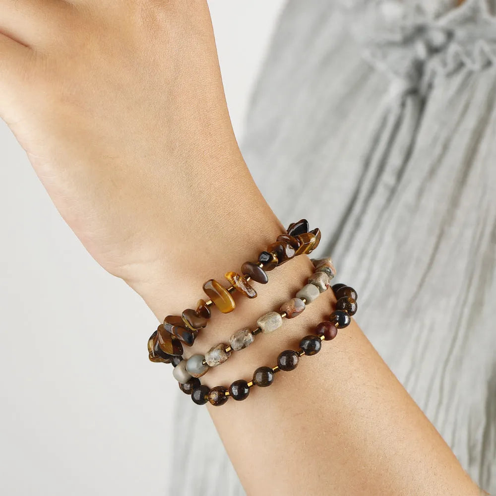 Tigereye gravel bronze glow ball bracelet geometric shape brown colour unisex