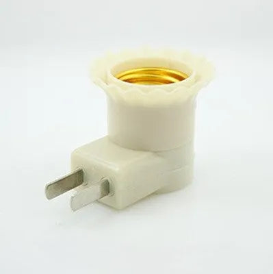 White plug-in E27 screw lamp holder with a built-in on/off switch on the front.