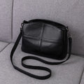 Women's genuine leather crossbody handbag in pure cowhide with plaid pattern, simple urban style, horizontal square shape