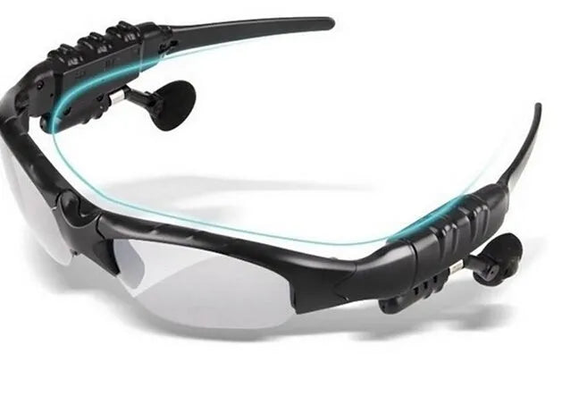 Oval frame Bluetooth sunglasses headset in sporty style with USB charging, available with gray or polarised lenses