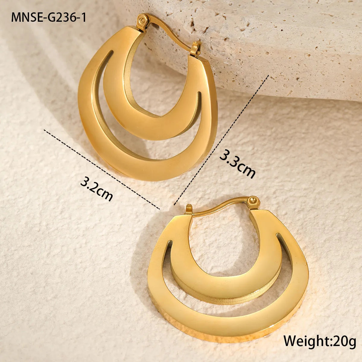 Geometric French earrings with circular ring design in gold and steel tone options