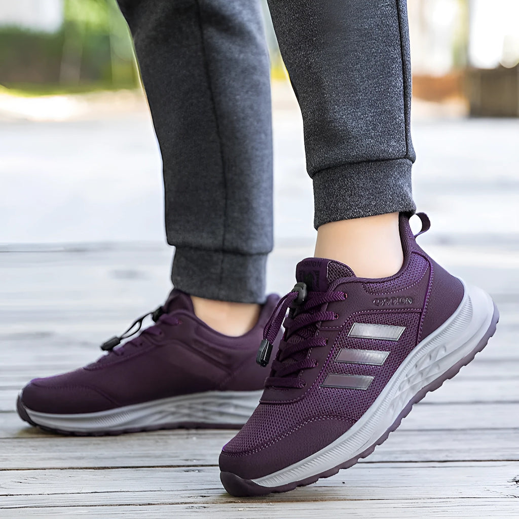 Breathable mesh non-slip mom shoes with elastic slip-on design for men and women