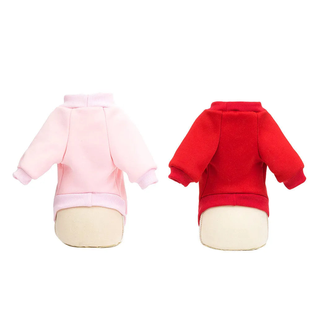 Pink cotton cartoon dog sweater for small to large dogs, size S-XXL