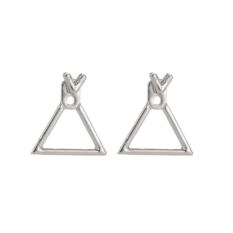 Hollow diamond square alloy stud earrings for women, geometric shape, multiple colour options