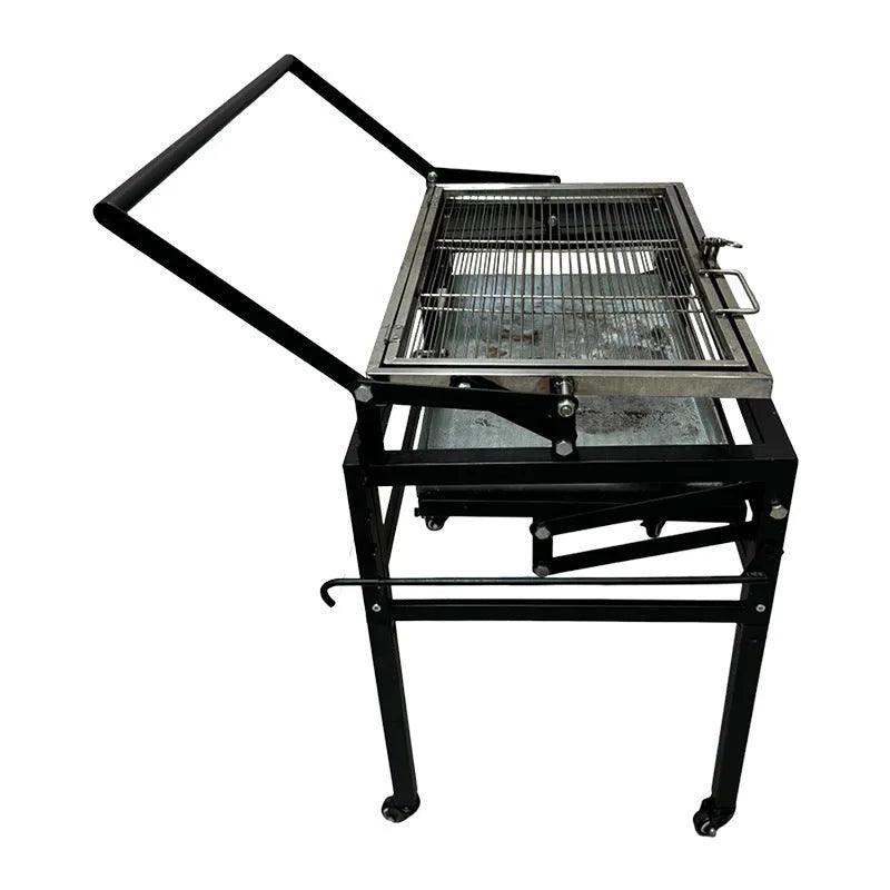 Flip BBQ charcoal stove with folding design and large cooking surface