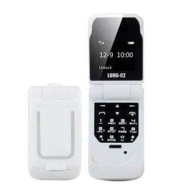 Mini flip phone in gold colour with screen less than 4.0 inches showing flip cover design