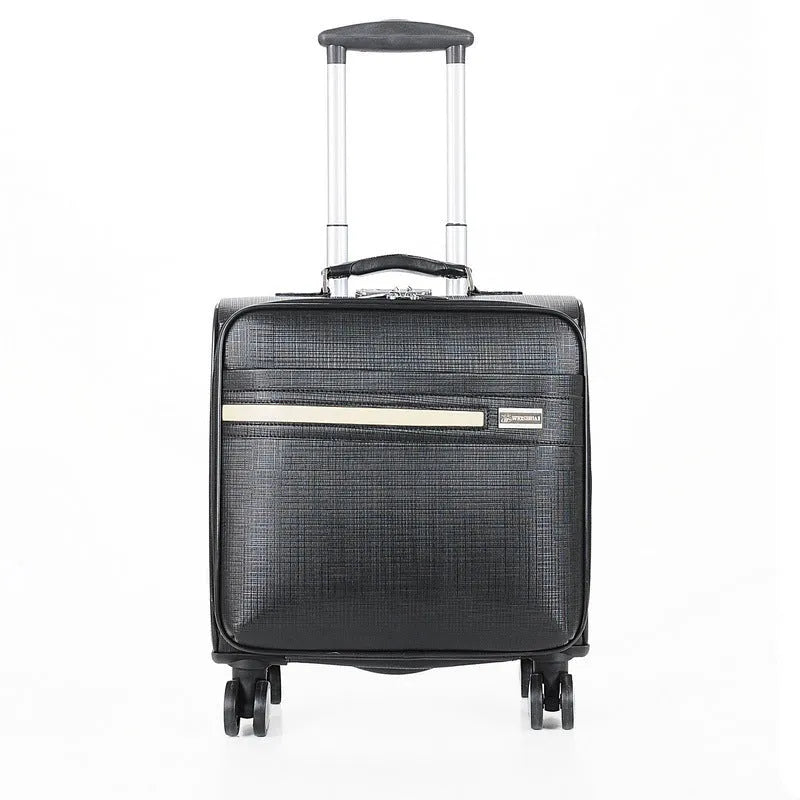 Black PU leather business case with wheels and handle