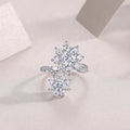 Wedding ring set with 1-carat moissanite in S925 silver platinum plating, gift box packaging