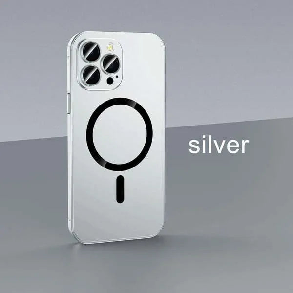 Aluminium alloy frame iPhone case showing magnetic snap closure and camera lens protection