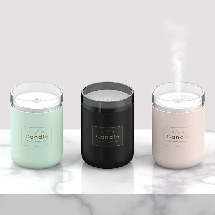 Mini USB mute air humidifier diffuser in fresh green with night light and 260ml tank