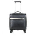 Black PU leather business case with wheels and handle