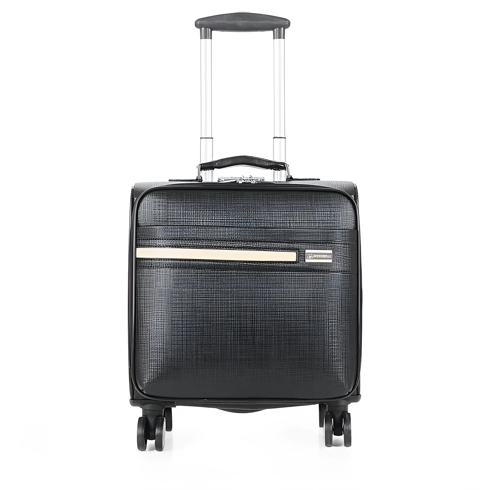 Black PU leather business case with wheels and handle