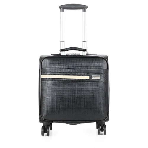 Black PU leather business case with wheels and handle