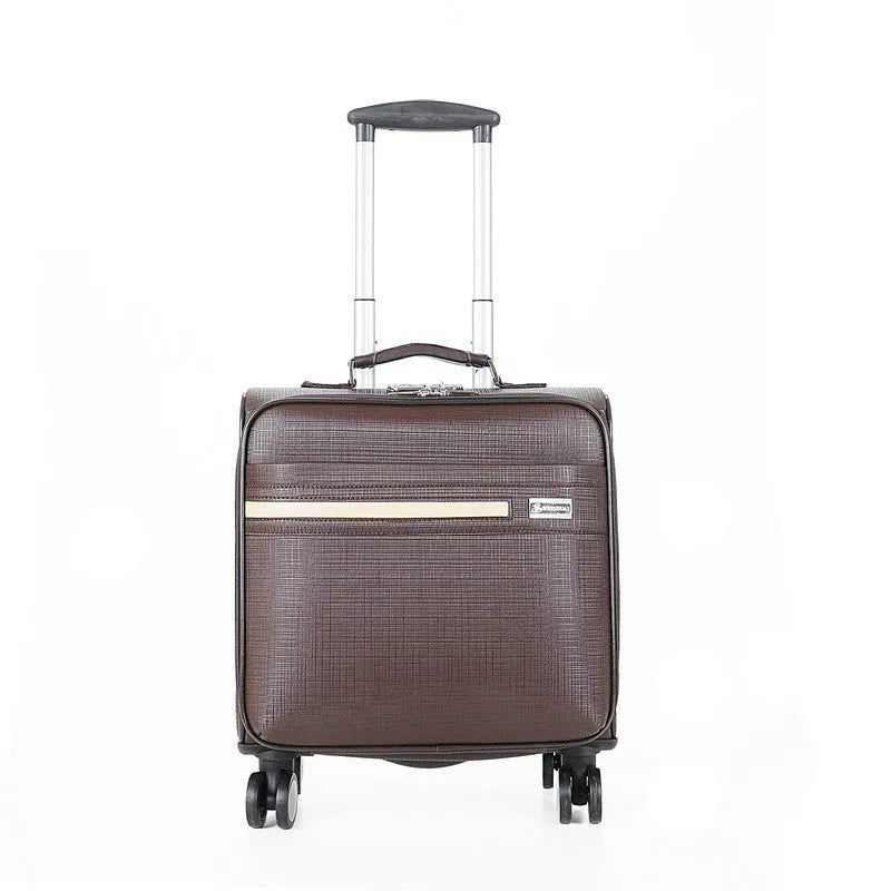 Black PU leather business case with wheels and handle