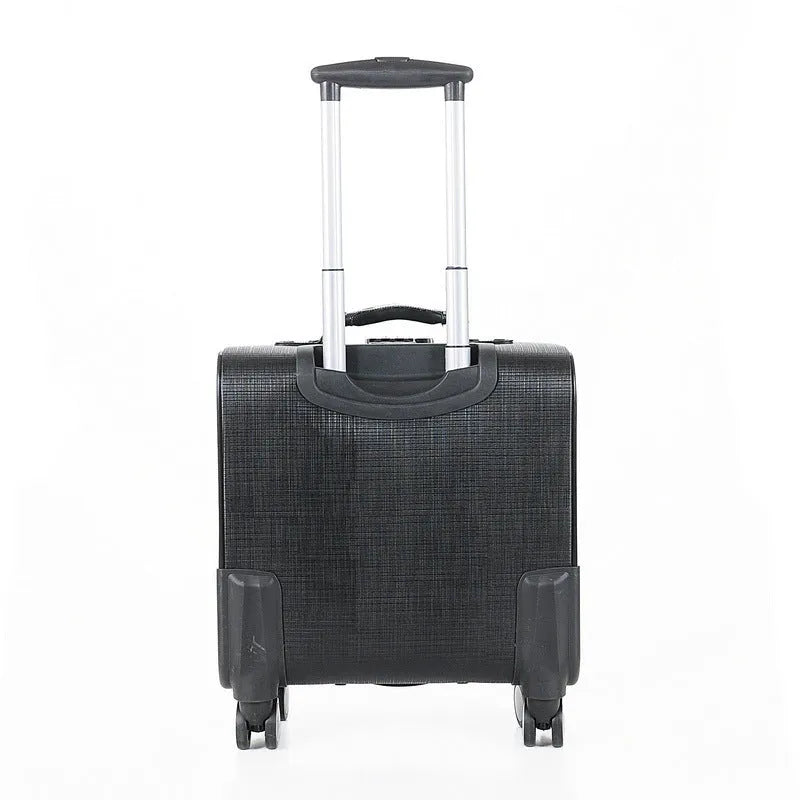 Black PU leather business case with wheels and handle