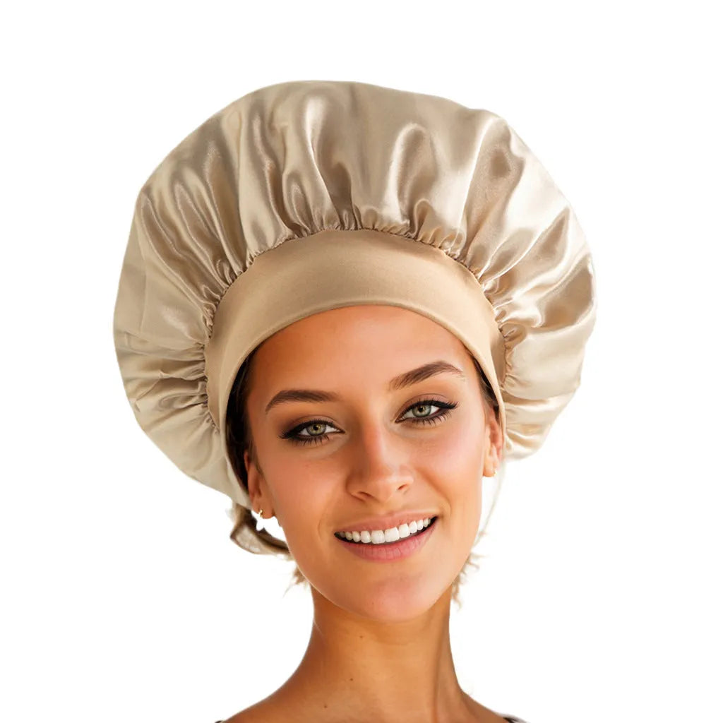 Wide-brimmed high elastic polyester headscarf for women, knitted tie-dye design, flat top crown, breathable sun protection cap