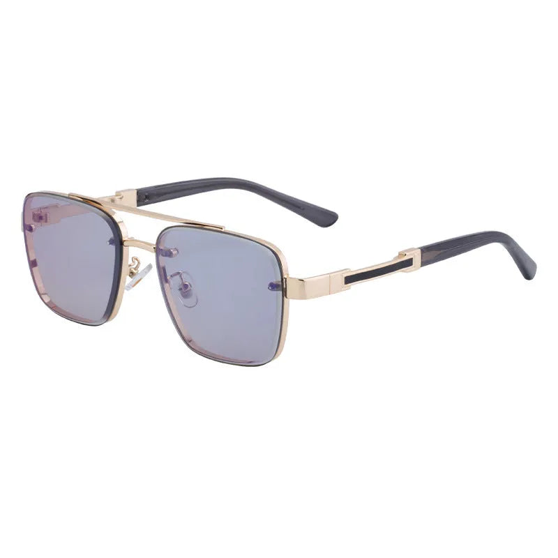 Men's vintage sunglasses with UV protection in retro colours including gradient blue and gold double grey