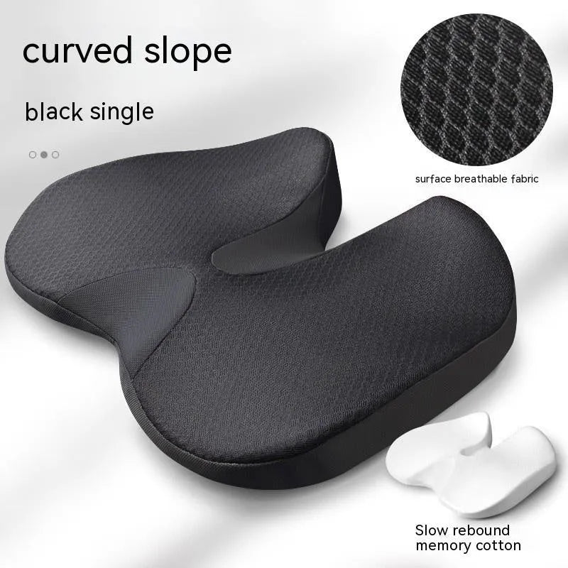Curved bevel edge seat cushion for tailbone support in solid colour options