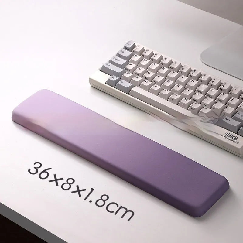 Square silica gel wrister mouse pad with cloth surface showing colour options including black, blue, pink and purple