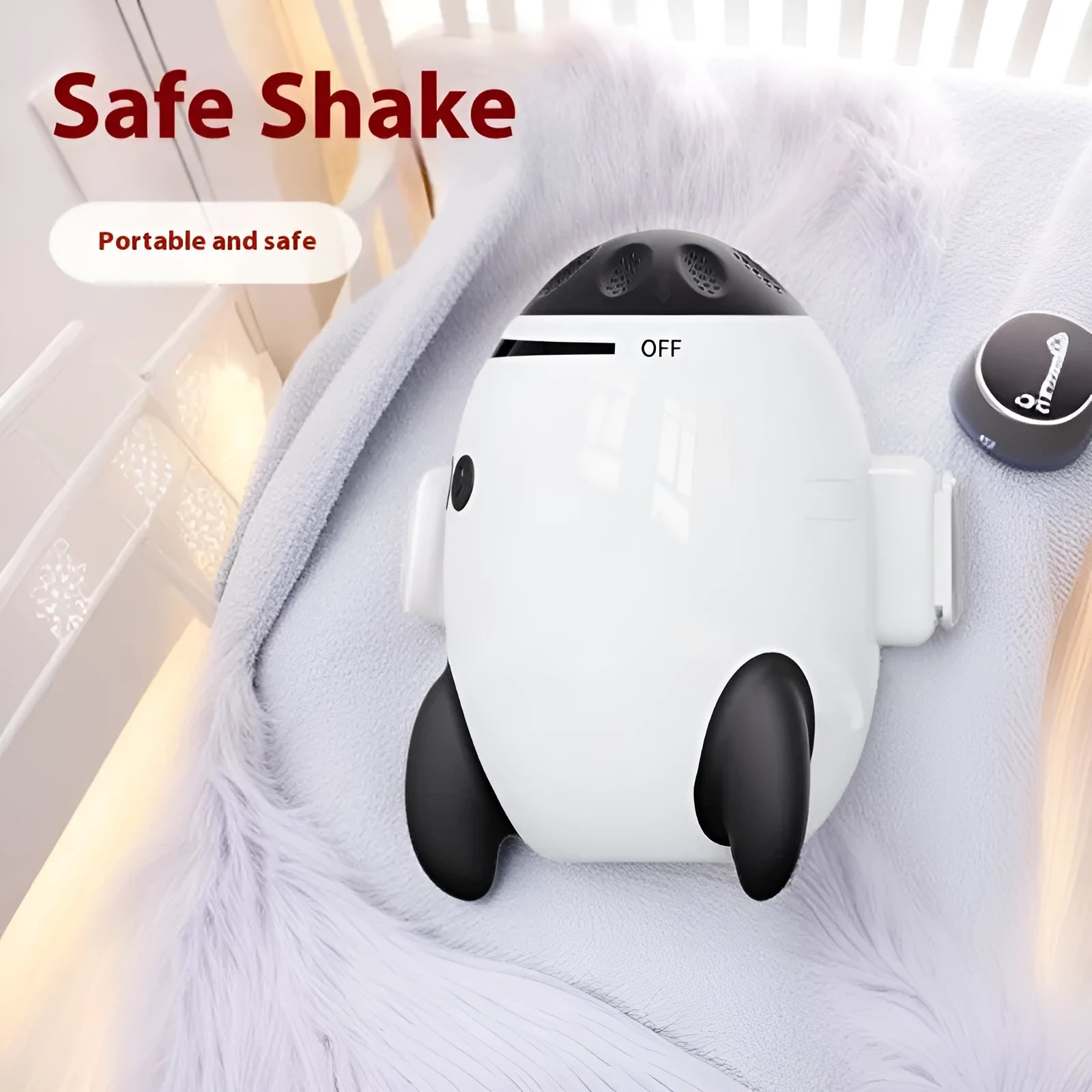 White portable baby stroller shaking device with automatic rocking and Bluetooth features