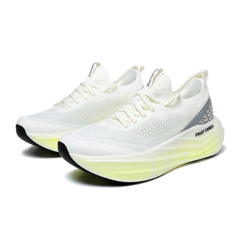 Summer road running shoes with breathable pu mesh upper in Shadow Black colour, low top flat heel design for men