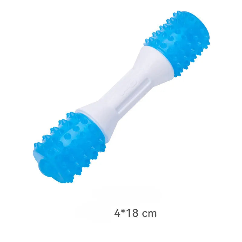 Dual-colour puppy teething chew toy made of TPR rubber for dental health and teething relief