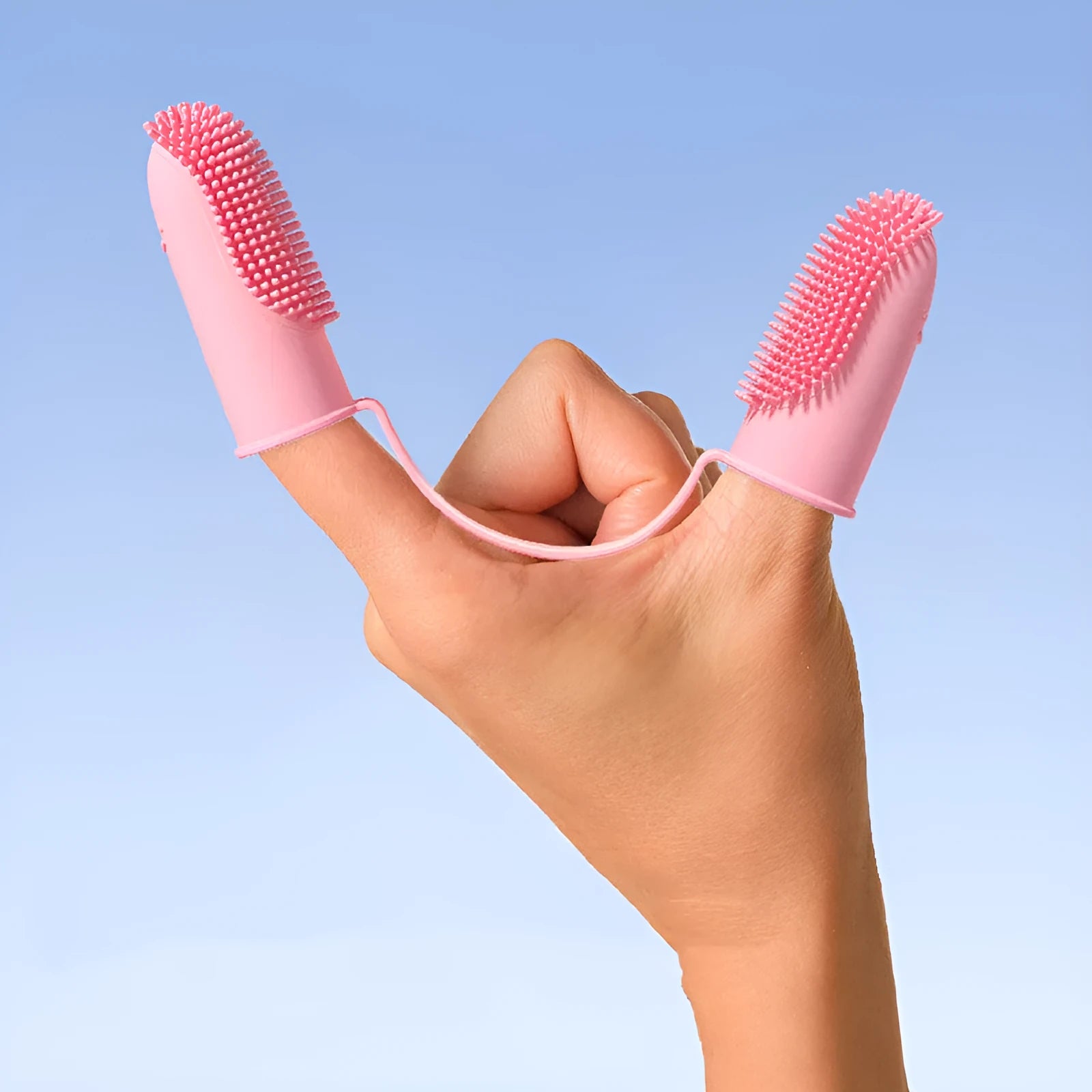 Pet dental care finger toothbrush set with dual silicone finger covers for dog and cat teeth cleaning