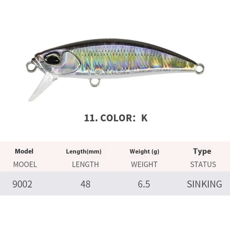 48mm Japanese mino fishing lure for mandarin fish and snakehead in multiple colours