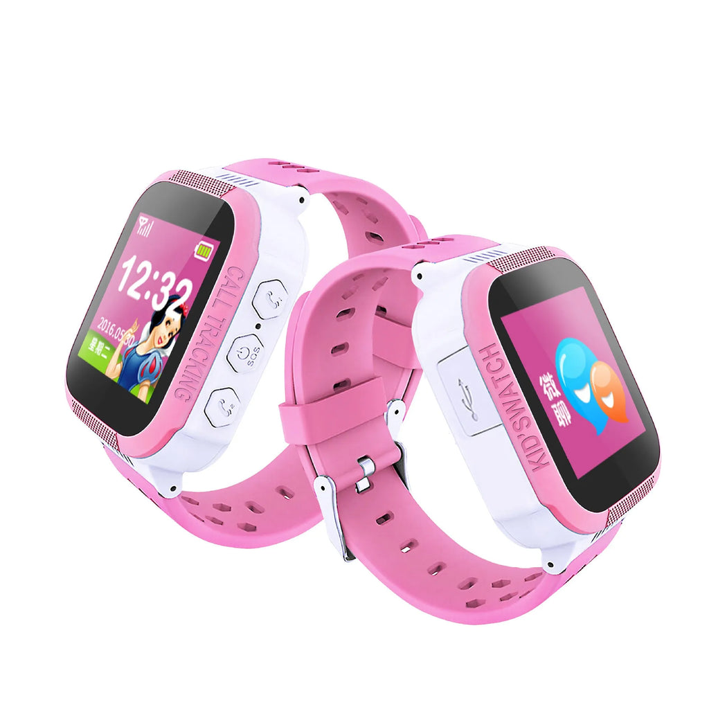 Children's phone watch with 1.44 inch screen in blue or pink colour options