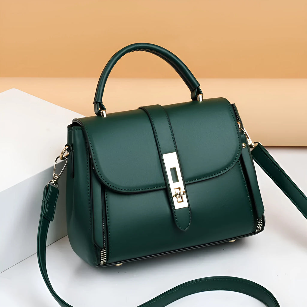Women's soft PU leather messenger shoulder bag in square vertical design measuring 21x11x16cm