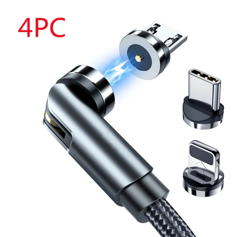 Essager rotating magnetic USB charging cable with blue LED light showing 540° rotation capability