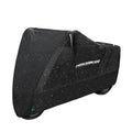 Black motorcycle cover with anti-theft lock rings on electric motorcycle
