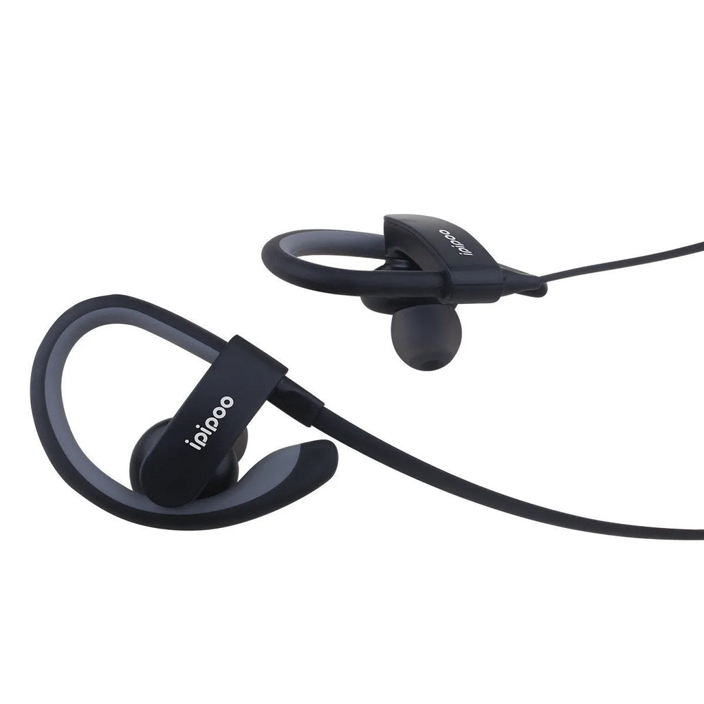Wireless sports running headphones with Bluetooth 4.0 and battery display in blue colour, earplug style