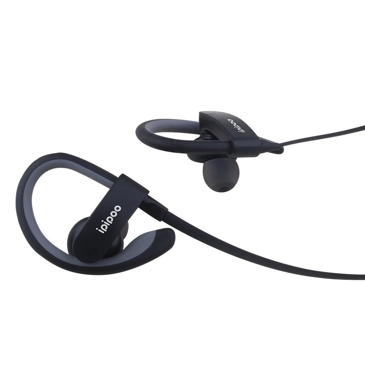 Wireless sports running headphones with Bluetooth 4.0 and battery display in blue colour, earplug style