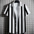 Men's striped linen T-shirt with 3D printed design in multiple colour options
