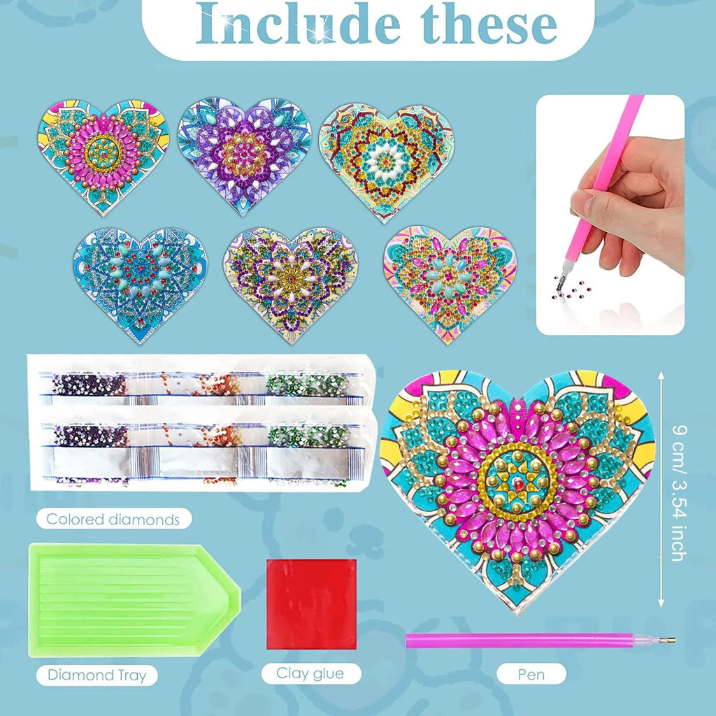 Six handmade PU leather corner bookmarks with crystal accents and flower designs
