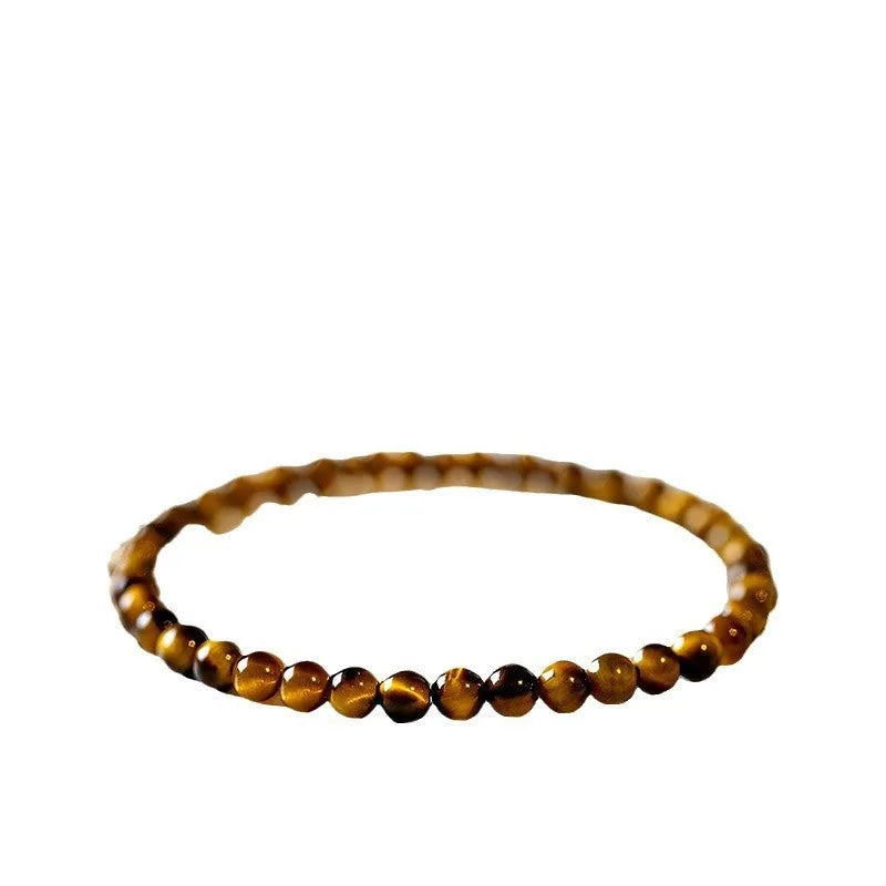 Tigereye stone bracelet with geometric design and spherical beads in New Chinese style