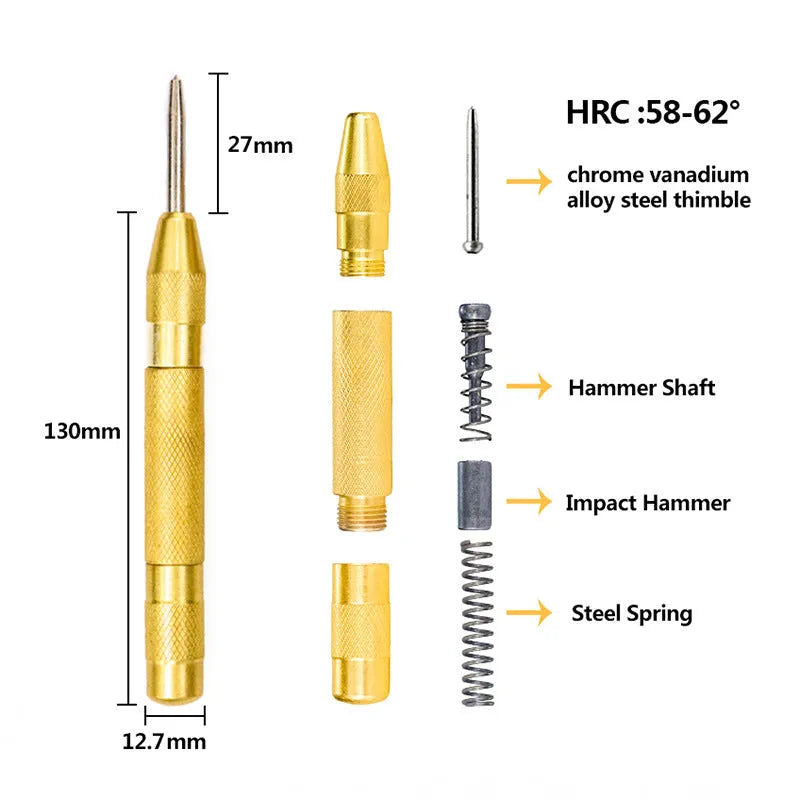 Step drill bit and centre punch set in high speed steel with colour-coded options for metalworking